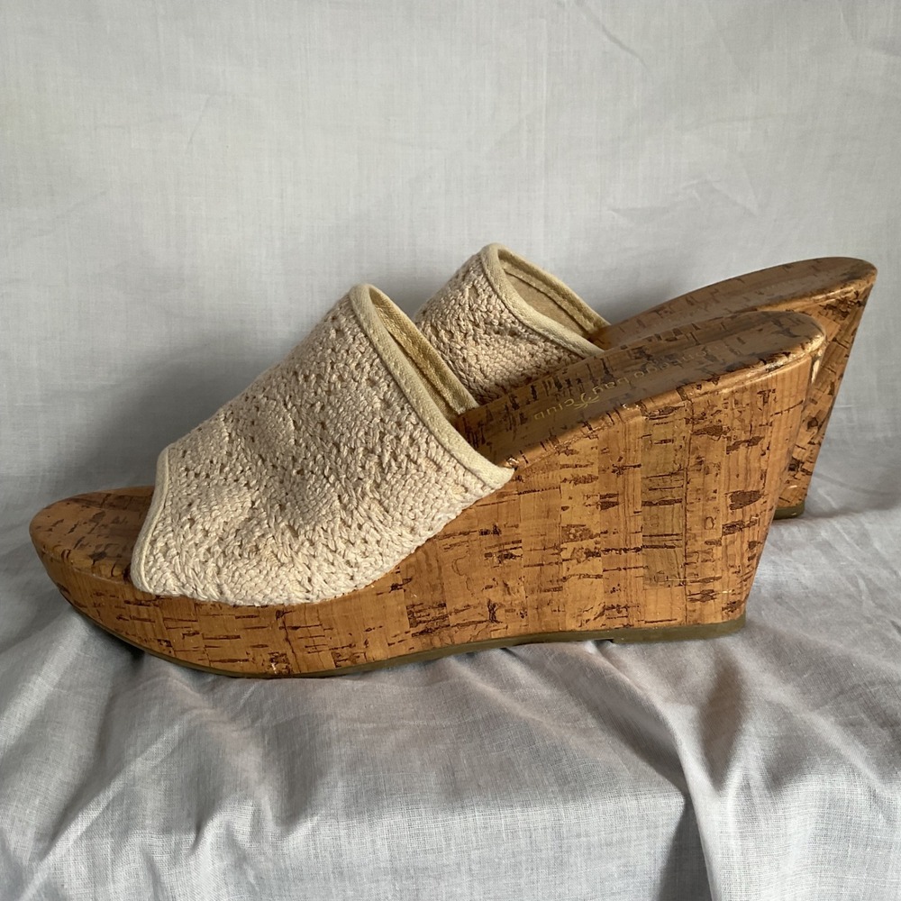 Montego Bay Club Wedge Sandals Cork Platform Slide Neutral size  8.5
